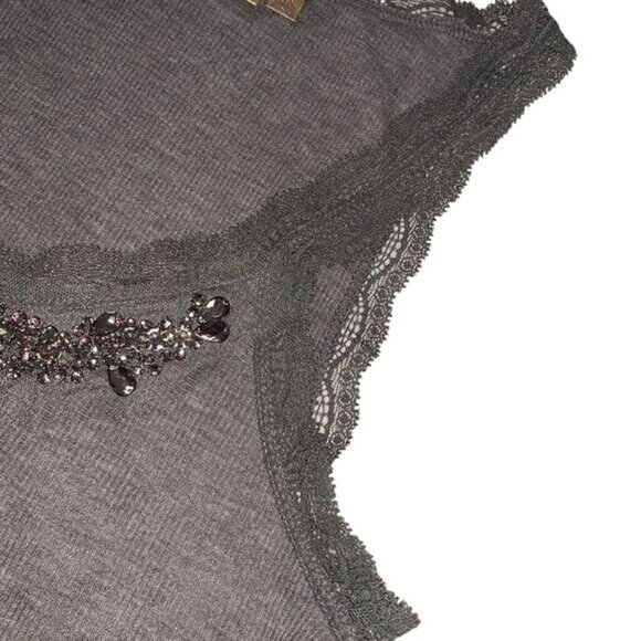Princess Vera Wang Embellished Lace Gray Tank Top M - Picture 5 of 8